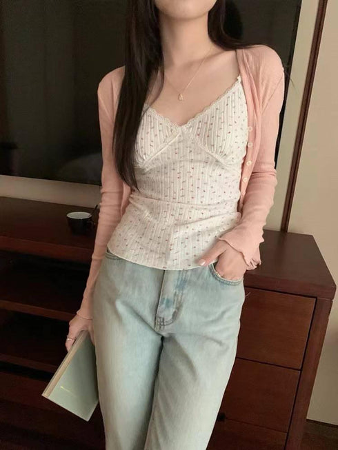 Spring Spiece Lacey Border Tank Tops